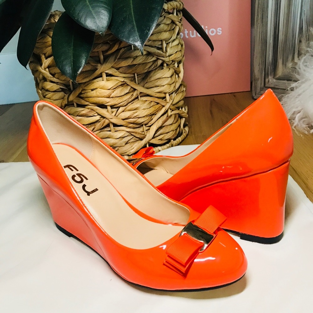 FSJ wedge Sandals High Heels With Bowtie